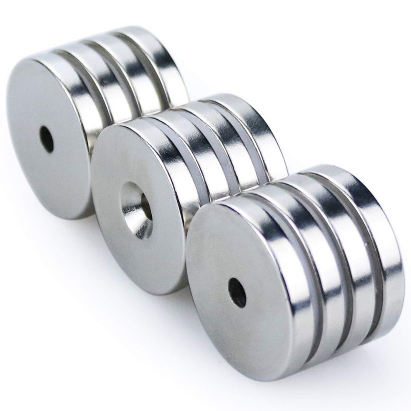 MIKEDE 12 Pack Neodymium Disc Countersunk Hole Magnets, 1.26 inch D x 0.2 inch H Strong Permanent Rare Earth Magnets with 12 Screws, Silvery - Image 3